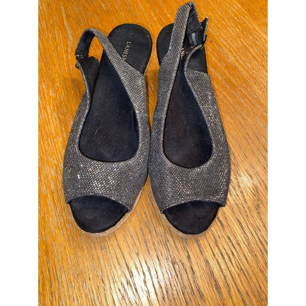 Lanesboro Silver Metallic Wedge Sandals-7.5 - Picture 5 of 5